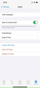 Save to Camera Roll در WhatsApp برای iOS فعال شده است