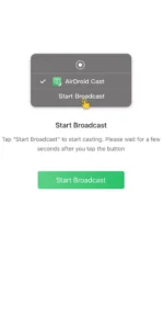 دکمه شروع پخش موبایل airdroidcast