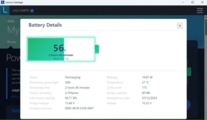 جزئیات باتری در Lenovo Vantage