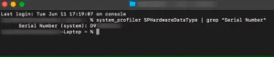 یافتن سریال مک از ترمینال در macOS.