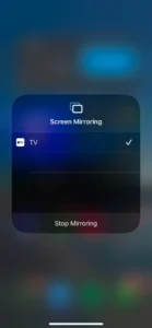 IOS 18 Screen Mirroring منو با گزینه Mirror to Apple TV