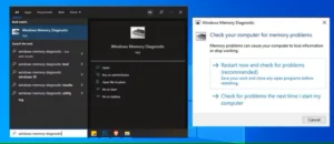 ابزار تشخیص حافظه در ویندوز 10