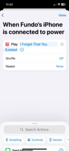 یک عملکرد کامل Play Sound در برنامه Shortcuts در iPhone.