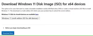 دکمه دانلود ISO ویندوز 11
