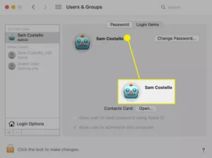 عکس نمایه جدید در پنجره Users & Groups در Mac برجسته شده است
