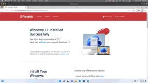 ویندوز در حال اجرا در Parallels Desktop در مک.