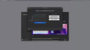ایجاد حساب و گزینه های ورود به سیستم دیگر که در Parallels Desktop برجسته شده اند.