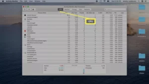 تصویری از Activity Monitor که استفاده از CPU را نشان می دهد.