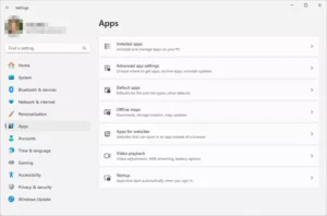 تنظیمات برنامه ها در ویندوز 11