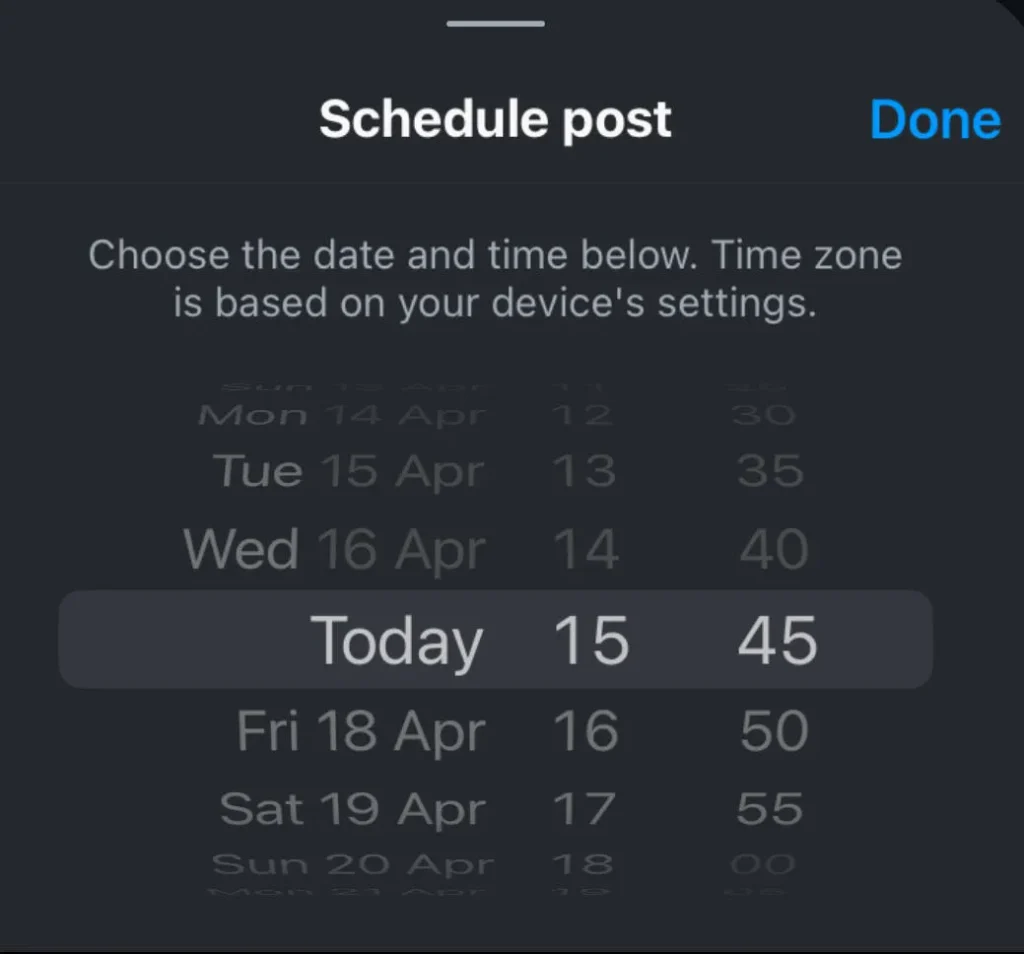 instagram schedule 