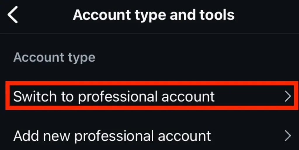 Switch To Professional Account
