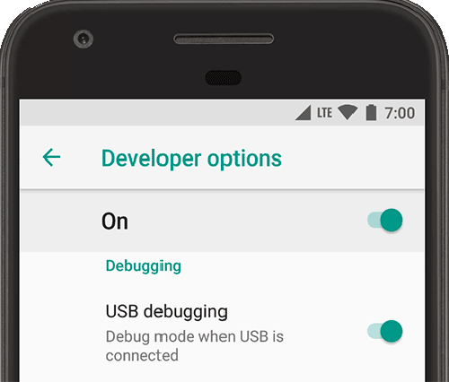 گزینه USB Debugging